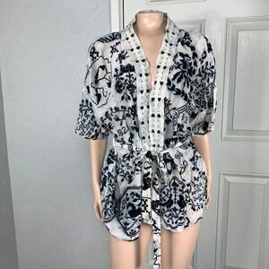 Moonlight mile Market of Stars Kimono Shirt One size Silk Cotton Bohemian BB6
